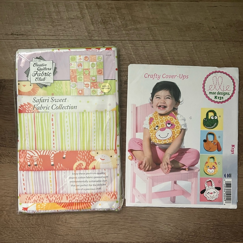 100%Organic Cotton Fabric/Baby Bib Pattern Bundle